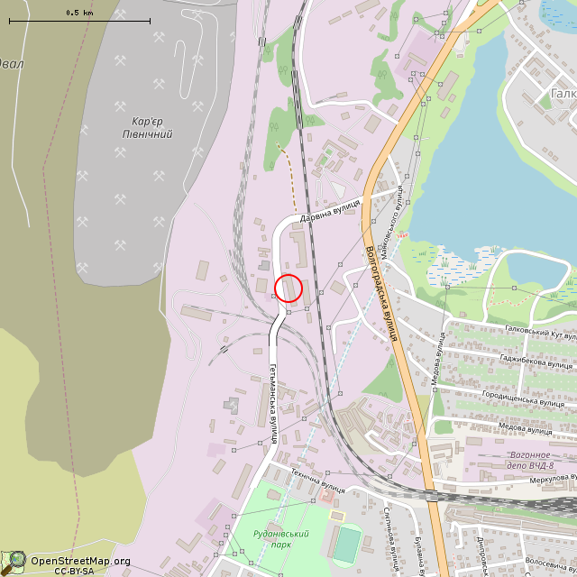 Карта где находится Бывший АБК (Кривой Рог) в среднем масштабе