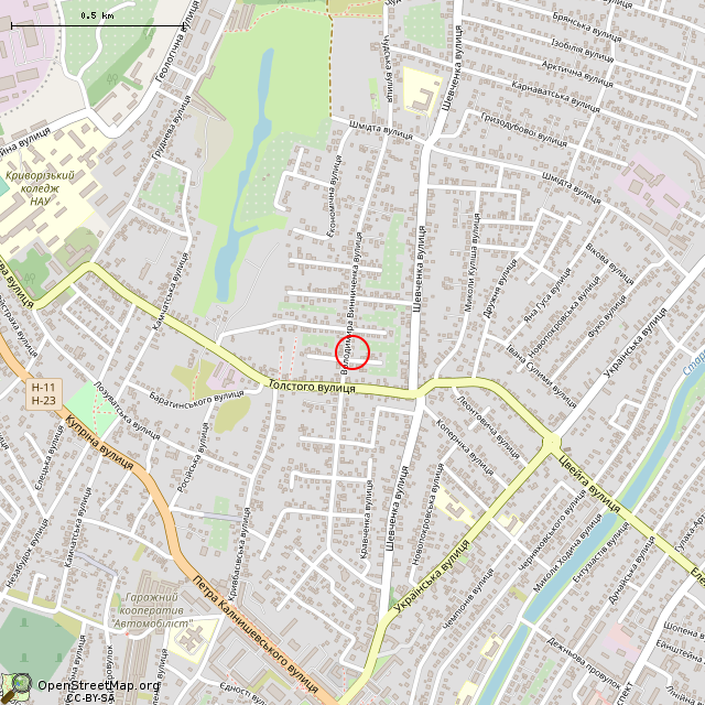 Карта где находится Заброшенный дом (Кривой Рог) в среднем масштабе