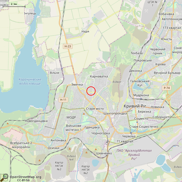 Карта где находится Заброшенный дом (Кривой Рог) в мелком масштабе