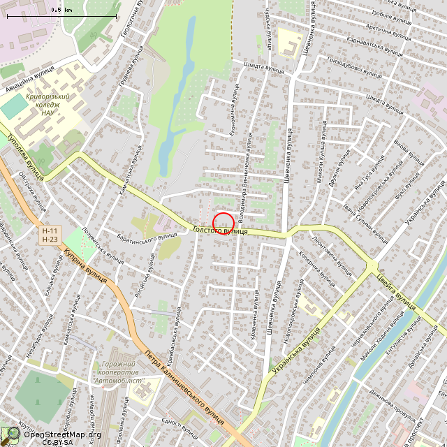 Карта где находится Заброшенный дом (Кривой Рог) в среднем масштабе