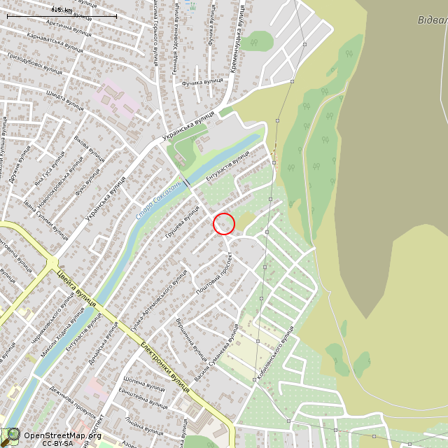 Карта где находится Заброшенный дом (Кривой Рог)      | заброшенный, неиспользуемый объект в среднем масштабе