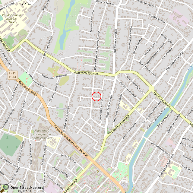 Карта где находится Заброшенный дом (Кривой Рог) в среднем масштабе