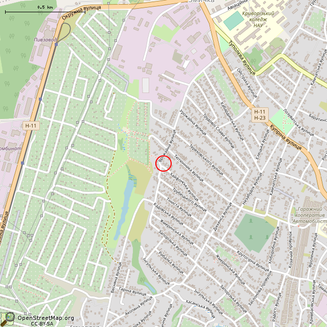 Карта где находится Заброшенный дом (Кривой Рог) в среднем масштабе