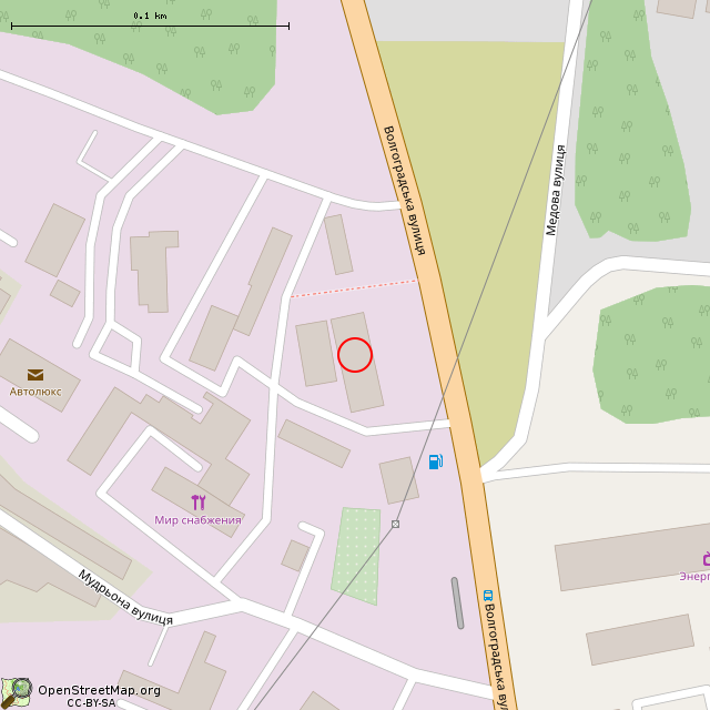 Карта где находится Волгоградская ул., 1 (Кривой Рог)      | заброшенный, неиспользуемый объект в крупном масштабе