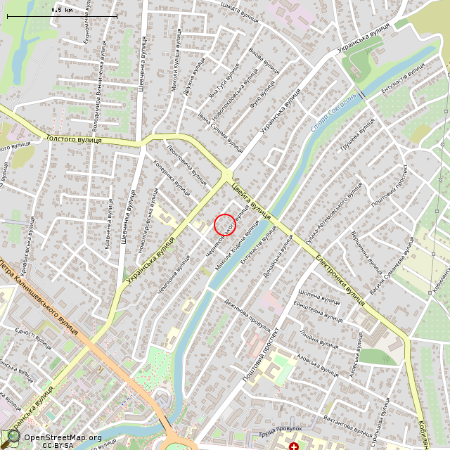 Карта где находится Заброшенный дом (Кривой Рог) в среднем масштабе