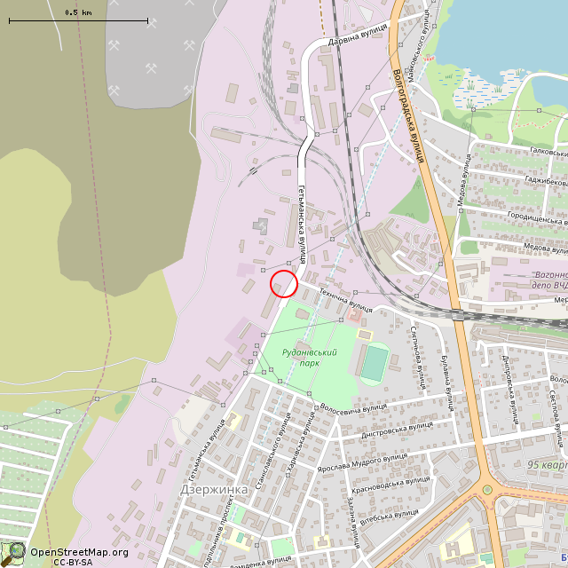 Карта где находится Заброшенная остановка «Шахта Гигант» (Кривой Рог) в среднем масштабе