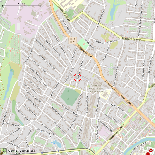 Карта где находится Ворота к домам 11А и 13А (Кривой Рог) в среднем масштабе