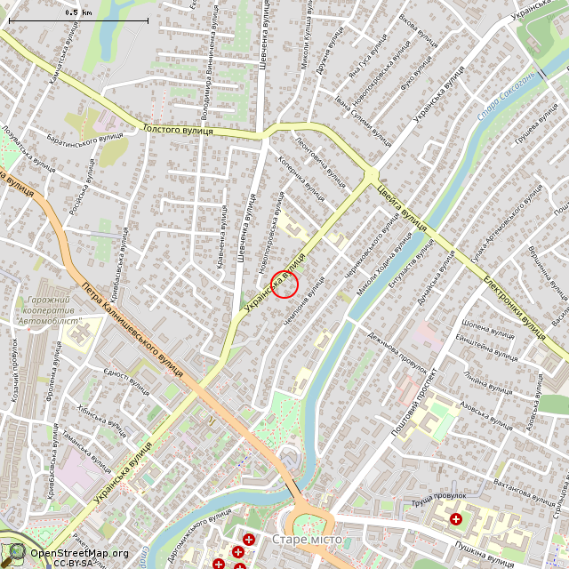 Карта где находится Заброшенный дом (Кривой Рог) в среднем масштабе