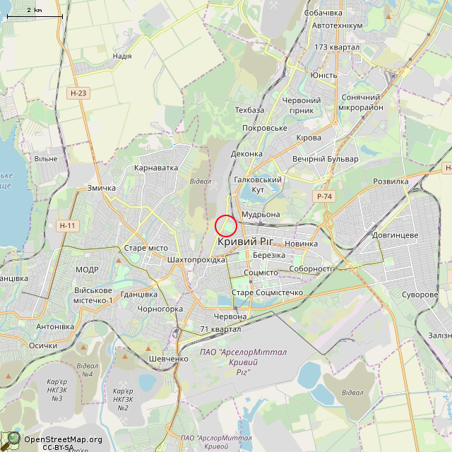 Карта где находится Скульптура лётчика (Кривой Рог) в мелком масштабе