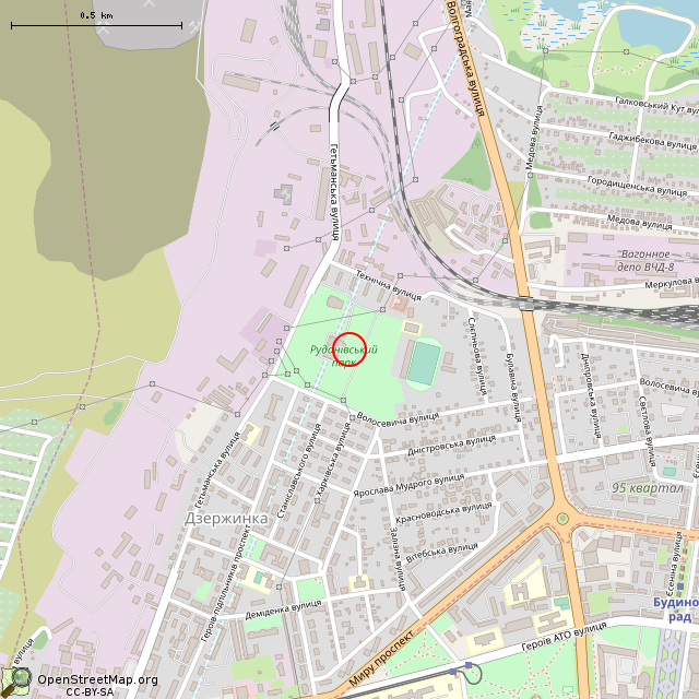 Карта где находится Бывший летний кинотеатр (Кривой Рог) в среднем масштабе