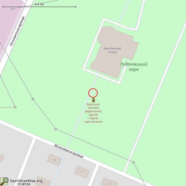 Карта где находится Братская могила советских воинов и комсомольцев-подпольщиков (Кривой Рог) в крупном масштабе