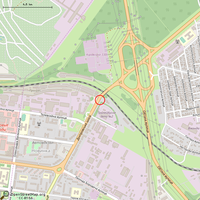 Карта где находится Бывший переездной пост (Кривой Рог) в среднем масштабе