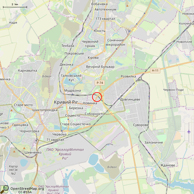 Карта где находится Бывший переездной пост (Кривой Рог) в мелком масштабе