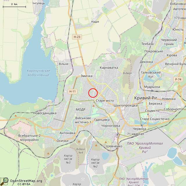 Карта где находится Заброшенный дом (Кривой Рог) в мелком масштабе