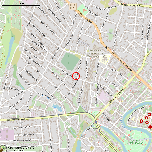 Карта где находится Заброшенный дом (Кривой Рог) в среднем масштабе