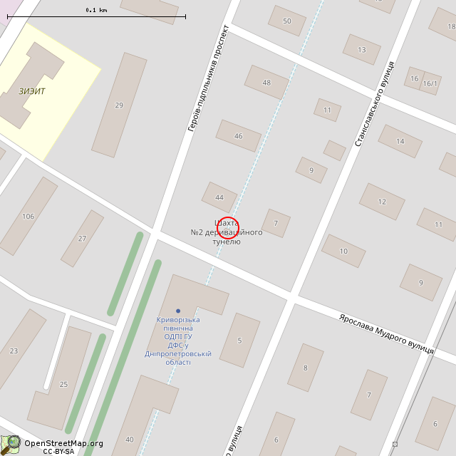 Карта где находится Башня строительной шахты № 2 СДТ (Кривой Рог) в крупном масштабе