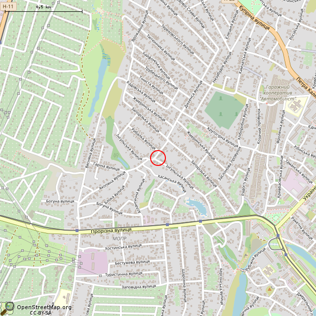 Карта где находится Заброшенный дом (Кривой Рог) в среднем масштабе