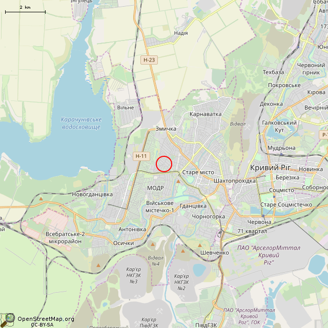 Карта где находится Заброшенный дом (Кривой Рог) в мелком масштабе