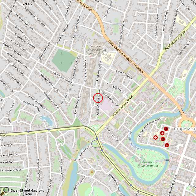 Карта где находится Заброшенный дом (Кривой Рог) в среднем масштабе