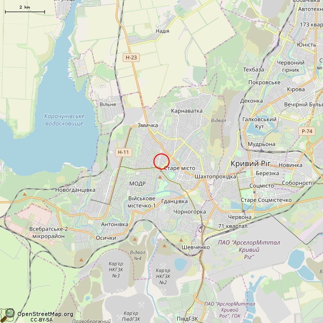 Карта где находится Заброшенный дом (Кривой Рог) в мелком масштабе