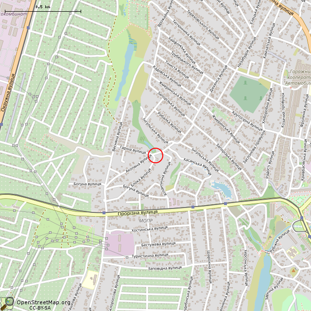 Карта где находится Заброшенный дом (Кривой Рог)      | заброшенный, неиспользуемый объект в среднем масштабе