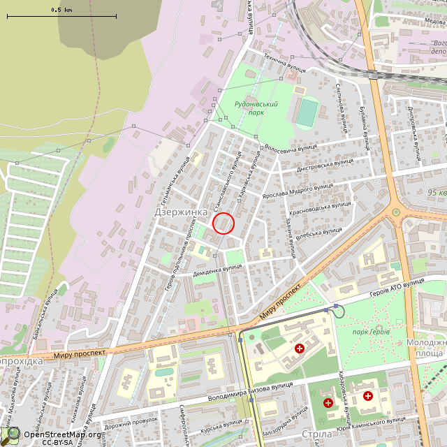 Карта где находится Харьковская ул., 1 (Кривой Рог) в среднем масштабе