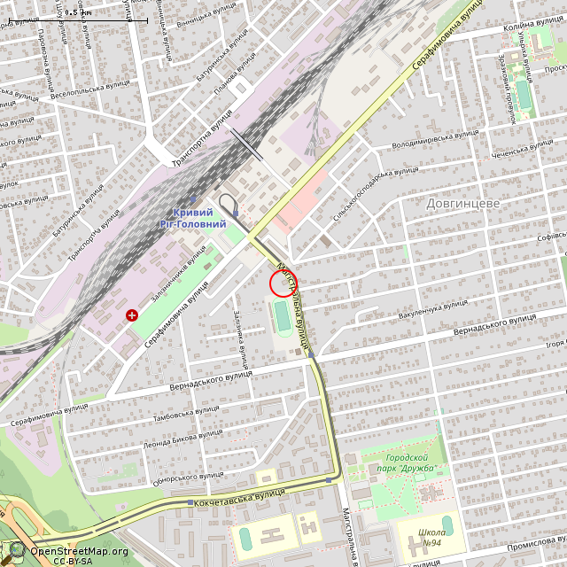 Карта где находится Братская могила патриотов-батуринцев и комсомольцев-чекистов (Кривой Рог) в среднем масштабе