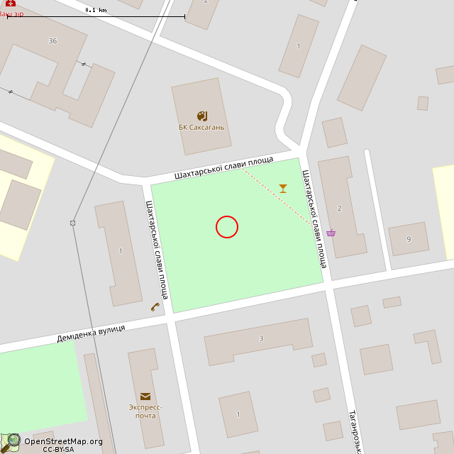 Карта где находится Неработающие фонтаны (Кривой Рог) в крупном масштабе