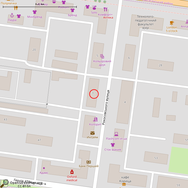 Карта где находится Бывший факультет искусств КПИ (Кривой Рог) в крупном масштабе