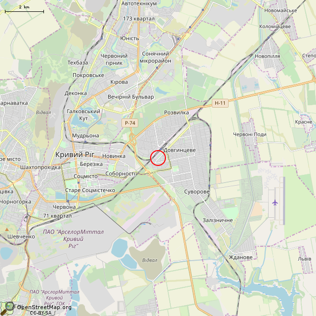 Карта где находится Вечный огонь (Кривой Рог) в мелком масштабе