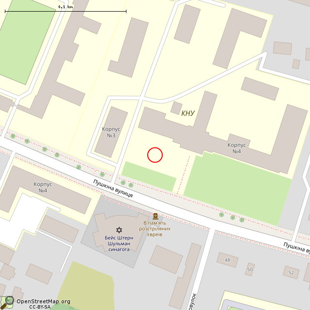 Карта где находится Памятник преподавателям и студентам (Кривой Рог) в крупном масштабе