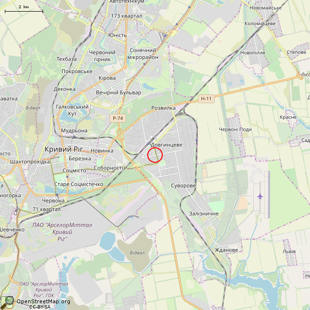 Карта где находится Скульптура Девы Марии (Кривой Рог) в мелком масштабе