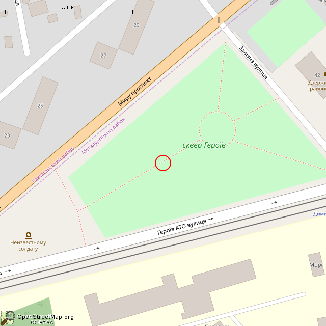 Карта где находится Мемориал погибшим воинам АТО (Кривой Рог) в крупном масштабе