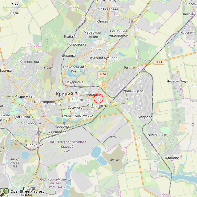 Карта где находится Памятный знак (Кривой Рог)      | указатель, памятный знак, стела, камень в мелком масштабе