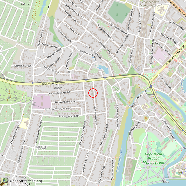 Карта где находится Заброшенный дом (Кривой Рог) в среднем масштабе