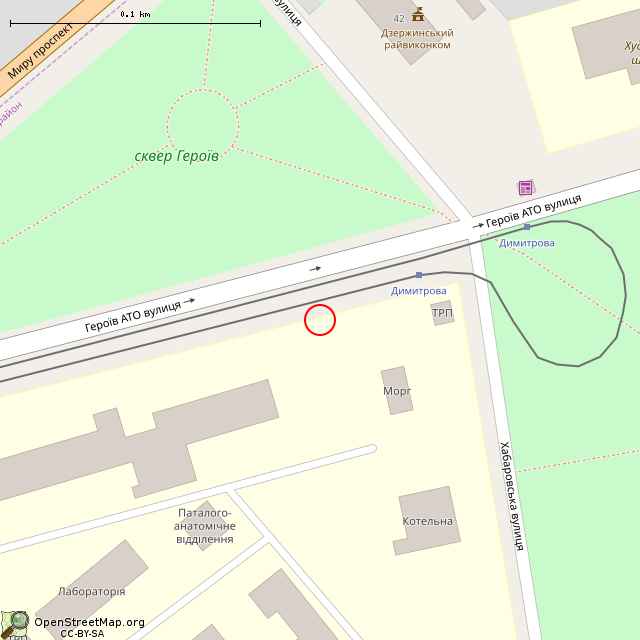 Карта где находится Бывшая сторожка больницы (Кривой Рог) в крупном масштабе