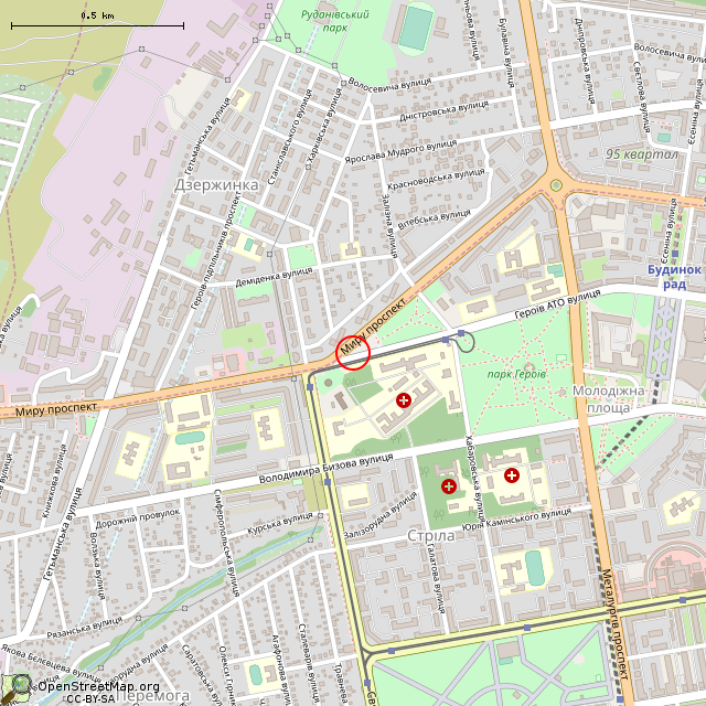 Карта где находится Памятник Солдату (Кривой Рог) в среднем масштабе