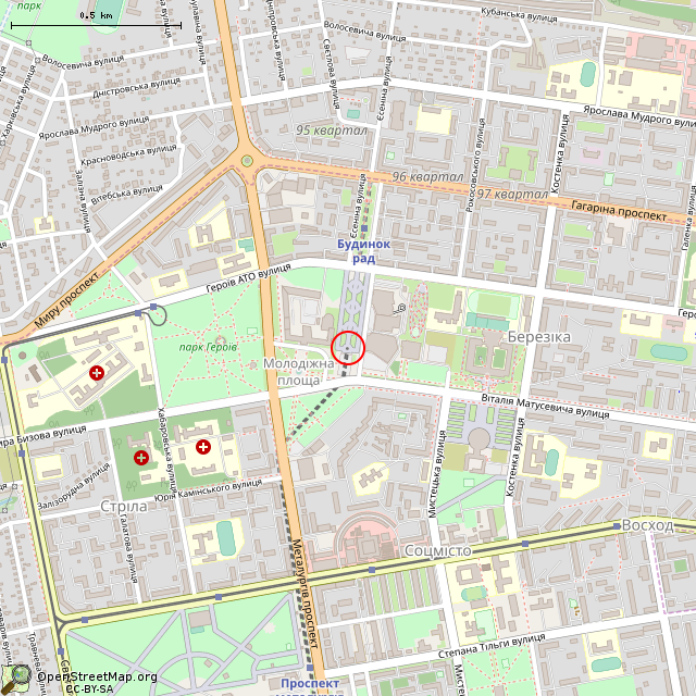 Карта где находится Памятник «Казак Кривой Рог» (Кривой Рог) в среднем масштабе