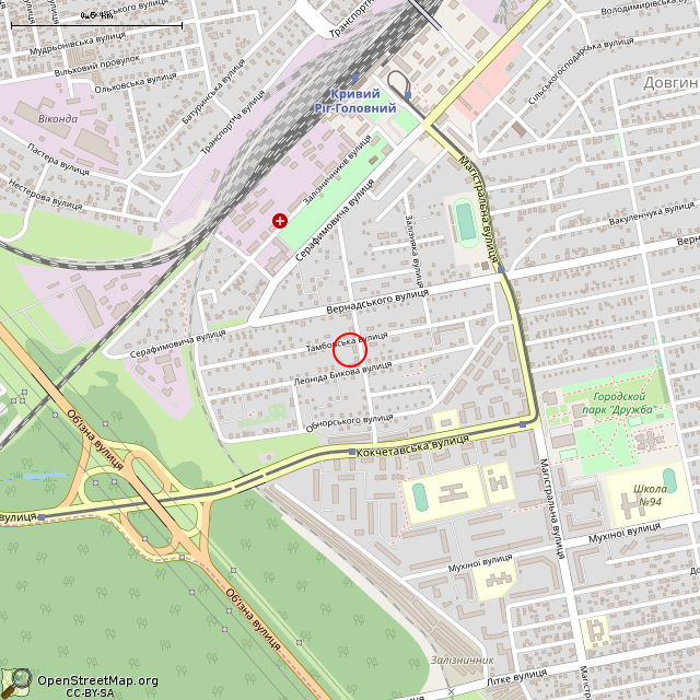 Карта где находится Постамент памятника-бюста В. И. Ленину (Кривой Рог) в среднем масштабе