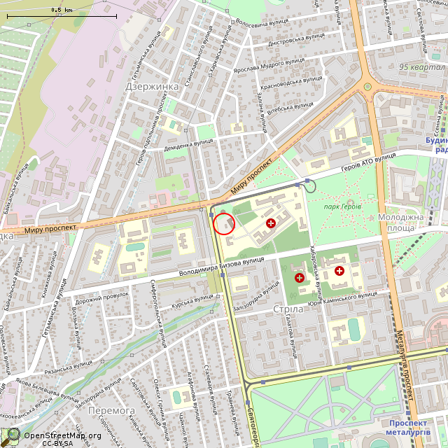 Карта где находится Общественный платный туалет (Кривой Рог) в среднем масштабе