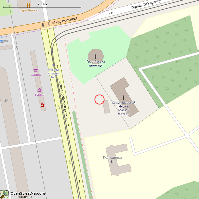 Карта где находится Общественный платный туалет (Кривой Рог) в крупном масштабе