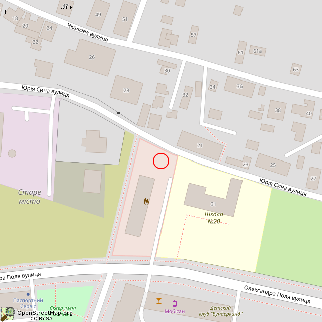 Карта где находится Пожарная каланча (Кривой Рог) в крупном масштабе