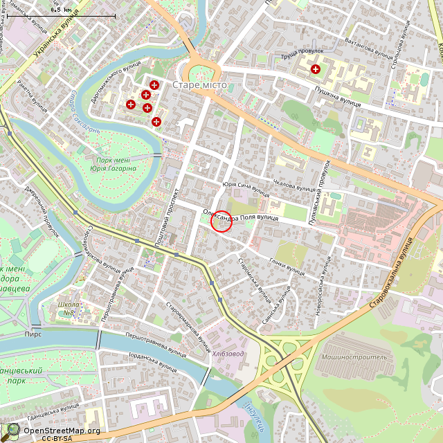 Карта где находится Дом свадебных церемоний Wedding House (Кривой Рог) в среднем масштабе