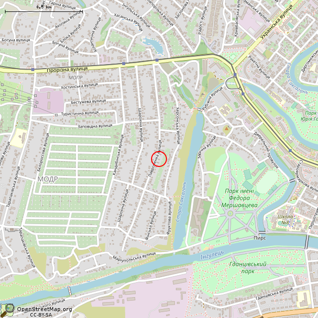 Карта где находится Заброшенный дом (Кривой Рог) в среднем масштабе