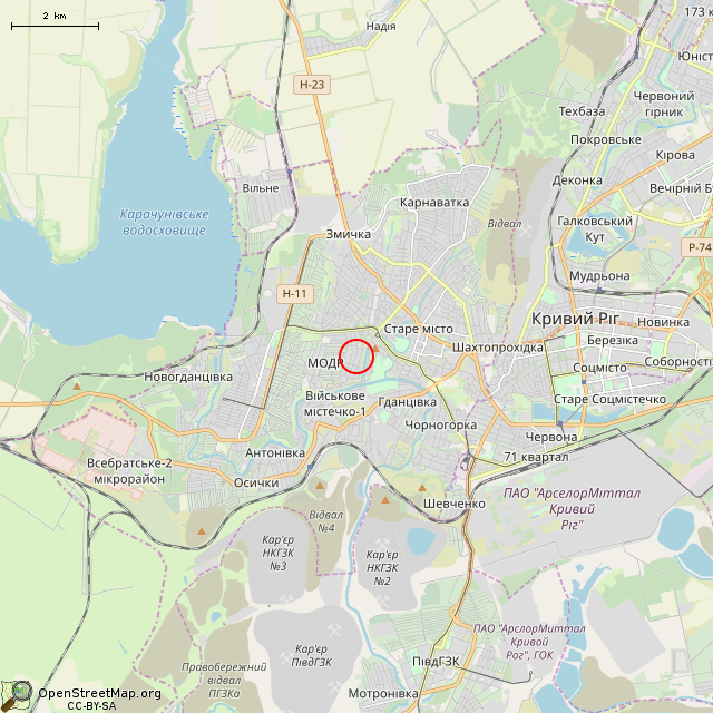 Карта где находится Заброшенный дом (Кривой Рог) в мелком масштабе