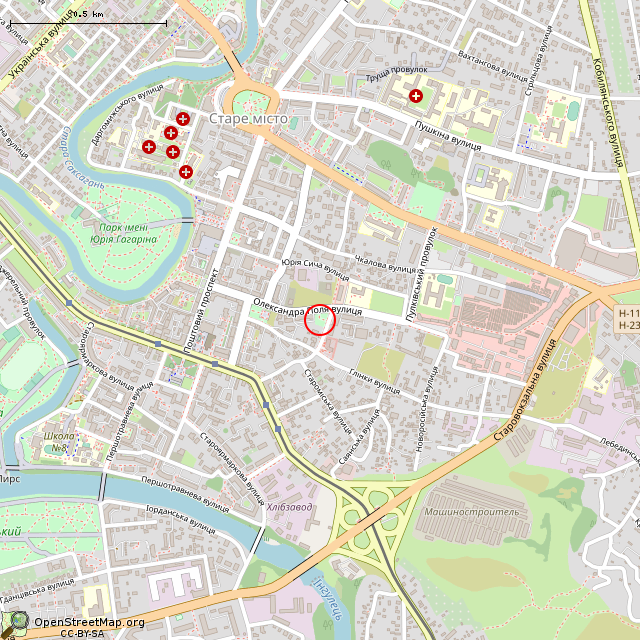 Карта где находится Памятник-бюст В. А. Валявко (Кривой Рог) в среднем масштабе