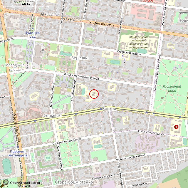 Карта где находится Бывший детский сад № 131 (Кривой Рог) в среднем масштабе