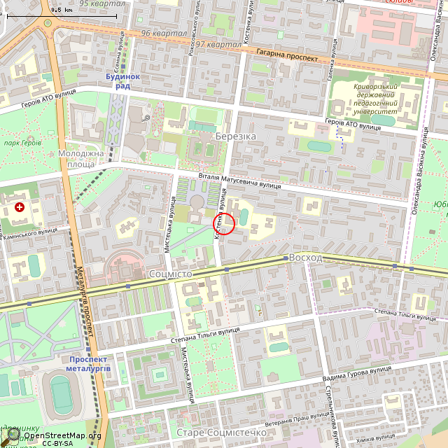 Карта где находится Скульптура (Кривой Рог) в среднем масштабе