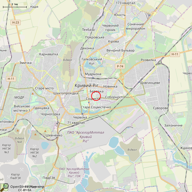 Карта где находится Скульптура (Кривой Рог) в мелком масштабе