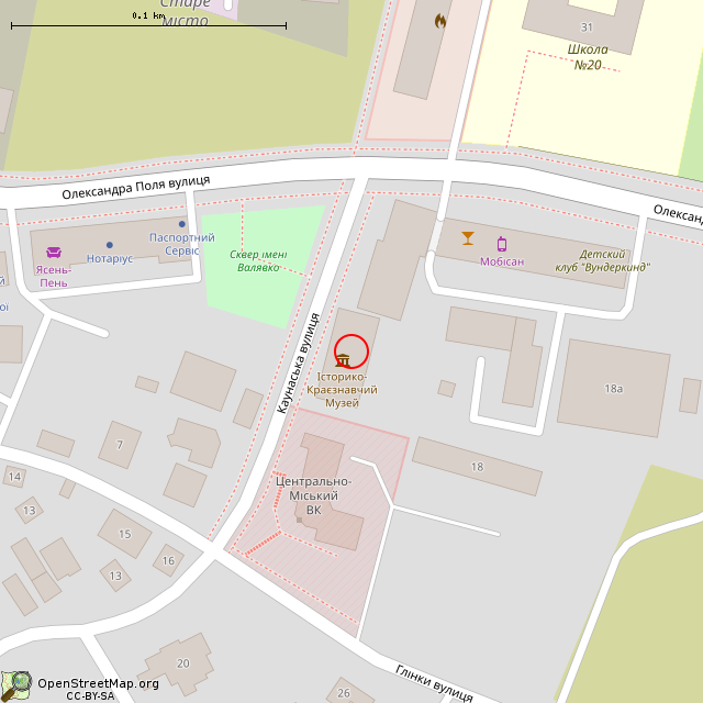 Карта где находится Городской историко-краеведческий музей (Кривой Рог) в крупном масштабе